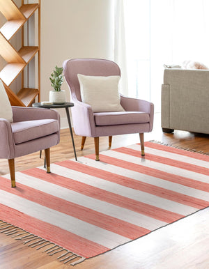 Coral and Ivory 2' 2 x 3' 1 Chindi Rag Rectangle Area Rug 100% Cotton All Natural Eco-Friendly Carpet Mat Decor for Homes for Sale at Rug Engine
