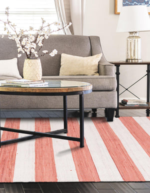 Coral and Ivory 10' x 14' 1 Chindi Rag Rectangle Area Rug 100% Cotton All Natural Eco-Friendly Carpet Mat Decor for Homes for Sale at Rug Engine