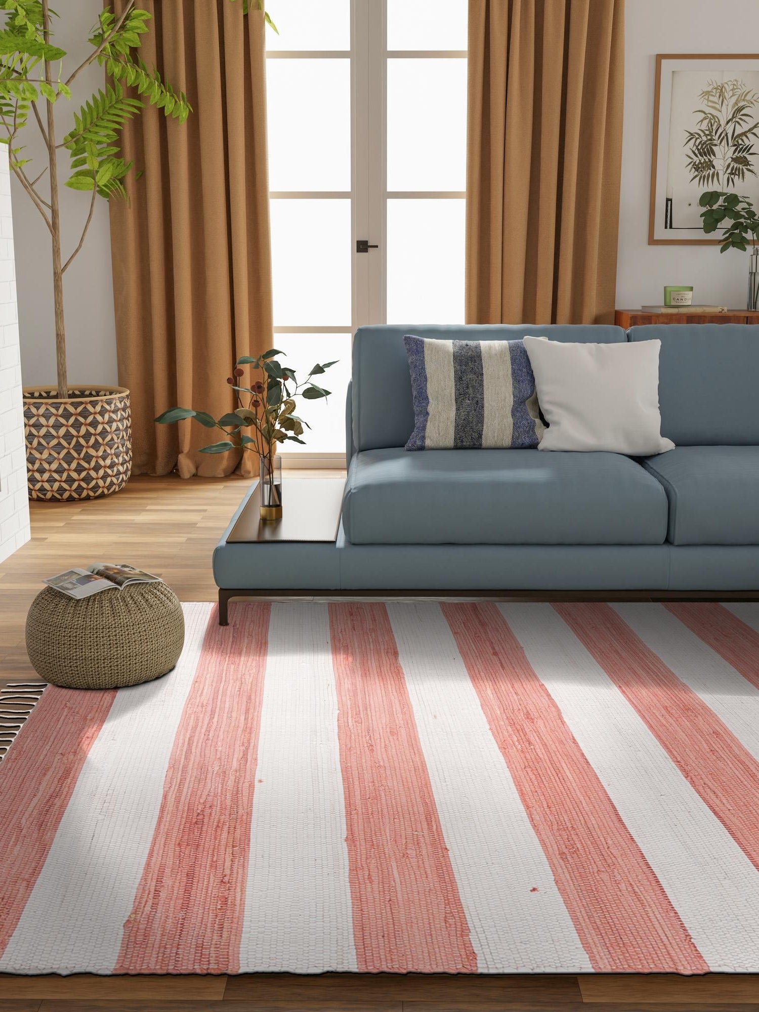 Coral and Ivory 10' x 14' 1 Chindi Rag Rectangle Area Rug 100% Cotton All Natural Eco-Friendly Carpet Mat Decor for Homes for Sale at Rug Engine