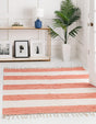 Coral and Ivory 7' 10 x 7' 10 Chindi Rag Square Area Rug 100% Cotton All Natural Eco-Friendly Carpet Mat Decor for Homes for Sale at Rug Engine