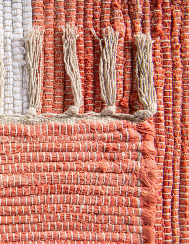 Coral and Ivory 7' 10 x 7' 10 Chindi Rag Square Area Rug 100% Cotton All Natural Eco-Friendly Carpet Mat Decor for Homes for Sale at Rug Engine