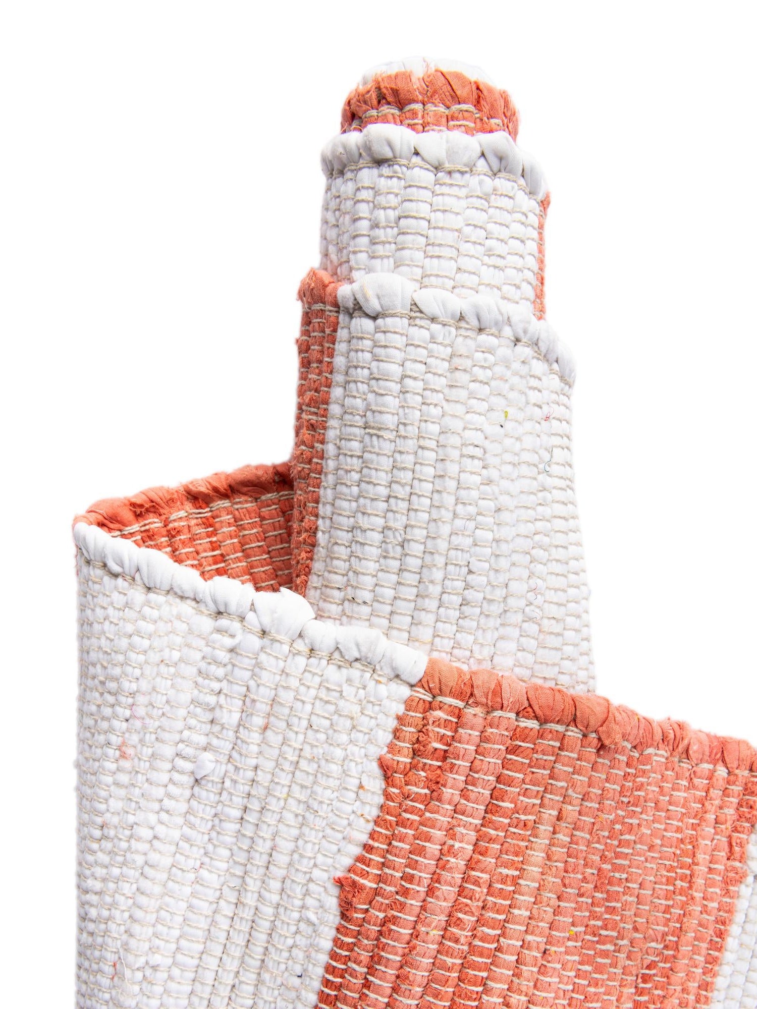 Coral and Ivory 7' 10 x 7' 10 Chindi Rag Square Area Rug 100% Cotton All Natural Eco-Friendly Carpet Mat Decor for Homes for Sale at Rug Engine