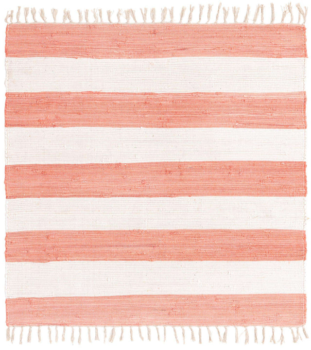 Coral and Ivory 5' 1 x 5' 1 Chindi Rag Square Area Rug 100% Cotton All Natural Eco-Friendly Carpet Mat Decor for Homes for Sale at Rug Engine