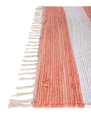 Coral and Ivory 2' 2 x 8' Chindi Rag Runner Area Rug 100% Cotton All Natural Eco-Friendly Carpet Mat Decor for Homes for Sale at Rug Engine