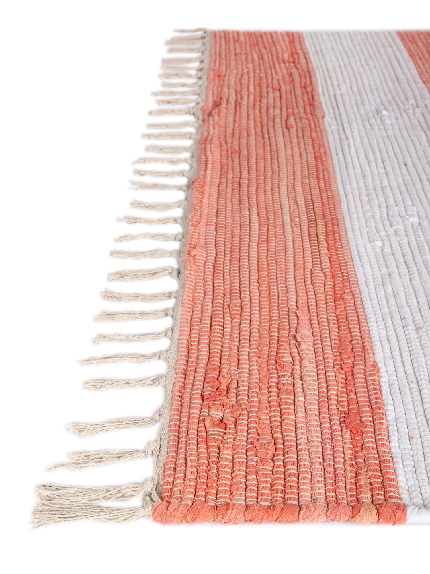Coral and Ivory 2' 2 x 10' Chindi Rag Runner Area Rug 100% Cotton All Natural Eco-Friendly Carpet Mat Decor for Homes for Sale at Rug Engine