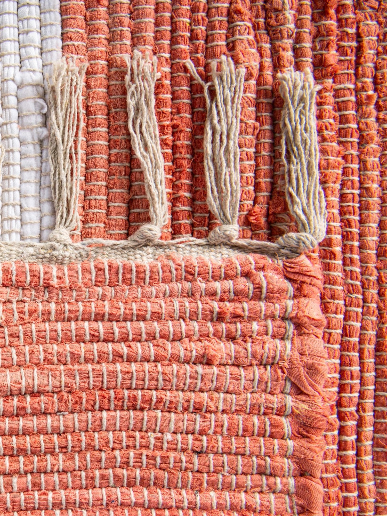 Coral and Ivory 2' 2 x 6' 1 Chindi Rag Runner Area Rug 100% Cotton All Natural Eco-Friendly Carpet Mat Decor for Homes for Sale at Rug Engine