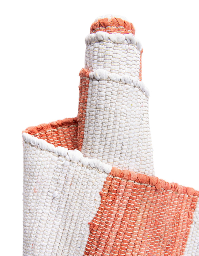Coral and Ivory 2' 2 x 6' 1 Chindi Rag Runner Area Rug 100% Cotton All Natural Eco-Friendly Carpet Mat Decor for Homes for Sale at Rug Engine