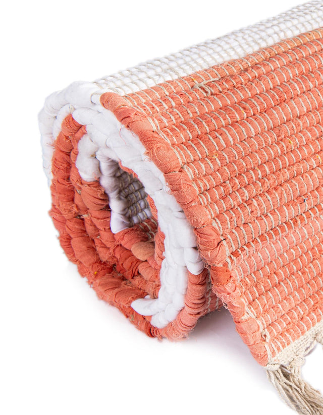 Coral and Ivory 2' 2 x 6' 1 Chindi Rag Runner Area Rug 100% Cotton All Natural Eco-Friendly Carpet Mat Decor for Homes for Sale at Rug Engine