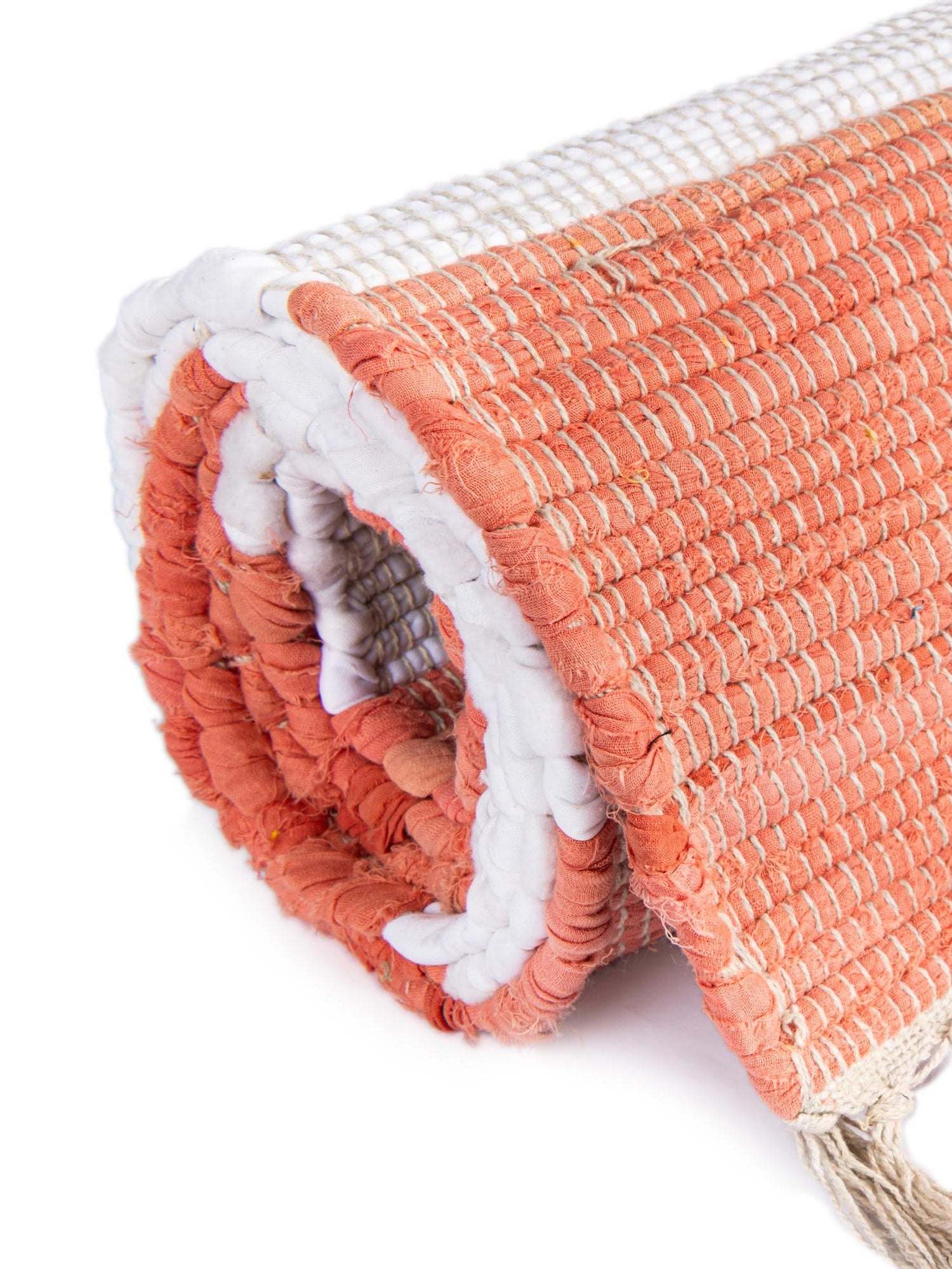 Coral and Ivory 2' 2 x 8' Chindi Rag Runner Area Rug 100% Cotton All Natural Eco-Friendly Carpet Mat Decor for Homes for Sale at Rug Engine