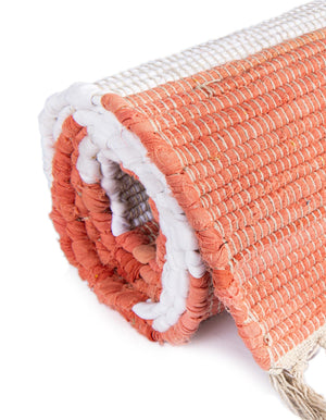 Coral and Ivory 2' 2 x 8' Chindi Rag Runner Area Rug 100% Cotton All Natural Eco-Friendly Carpet Mat Decor for Homes for Sale at Rug Engine