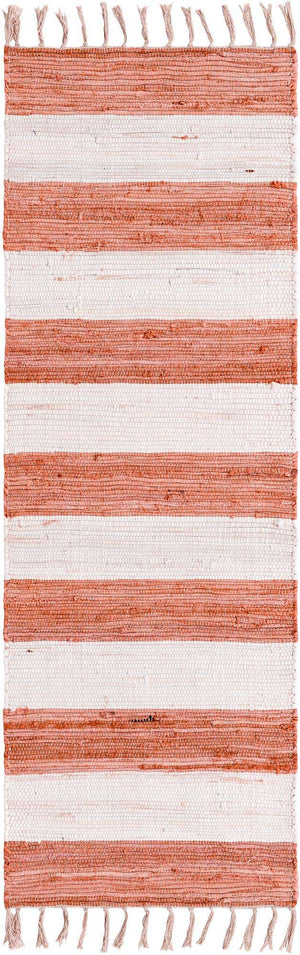 Coral and Ivory 2' 2 x 6' 1 Chindi Rag Runner Area Rug 100% Cotton All Natural Eco-Friendly Carpet Mat Decor for Homes for Sale at Rug Engine