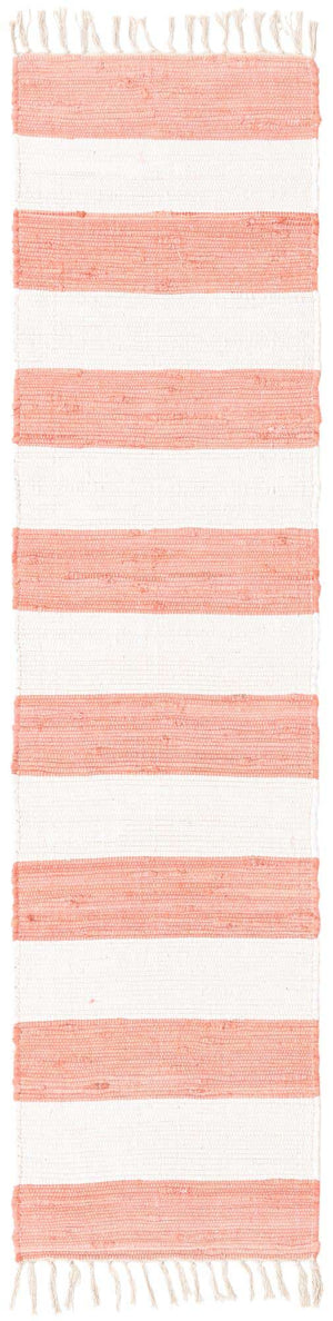 Coral and Ivory 2' 2 x 8' Chindi Rag Runner Area Rug 100% Cotton All Natural Eco-Friendly Carpet Mat Decor for Homes for Sale at Rug Engine