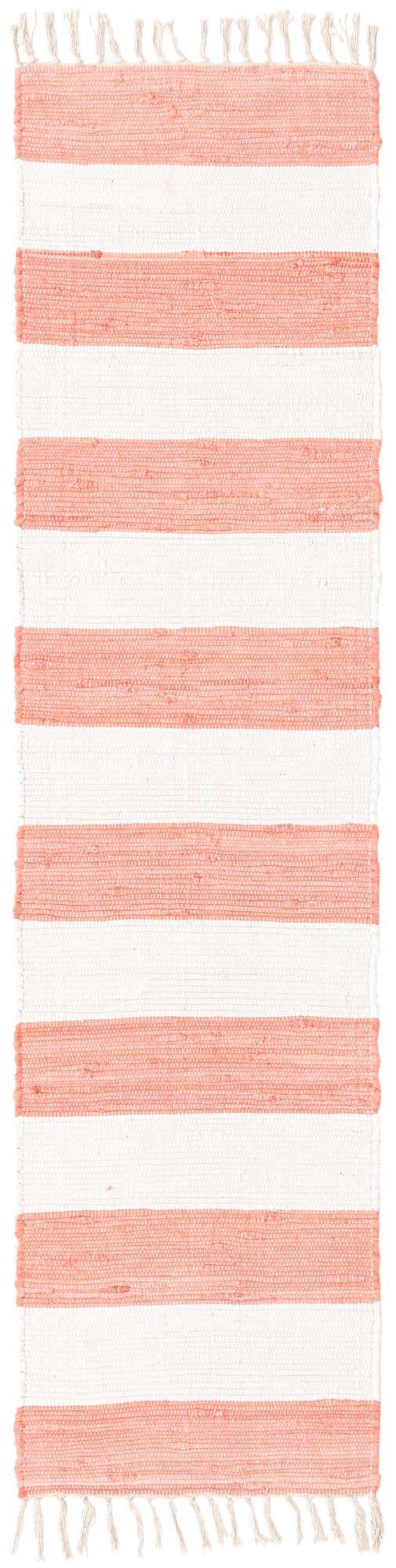 Coral and Ivory 2' 2 x 8' Chindi Rag Runner Area Rug 100% Cotton All Natural Eco-Friendly Carpet Mat Decor for Homes for Sale at Rug Engine