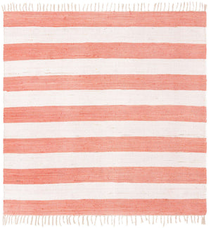 Coral and Ivory 7' 10 x 7' 10 Chindi Rag Square Area Rug 100% Cotton All Natural Eco-Friendly Carpet Mat Decor for Homes for Sale at Rug Engine
