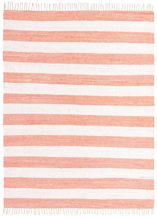 Coral and Ivory 9' x 12' Chindi Rag Rectangle Area Rug 100% Cotton All Natural Eco-Friendly Carpet Mat Decor for Homes for Sale at Rug Engine