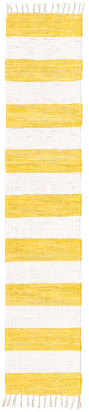 Yellow and Ivory 2' 2 x 10' Chindi Rag Runner Area Rug 100% Cotton All Natural Eco-Friendly Carpet Mat Decor for Homes for Sale at Rug Engine