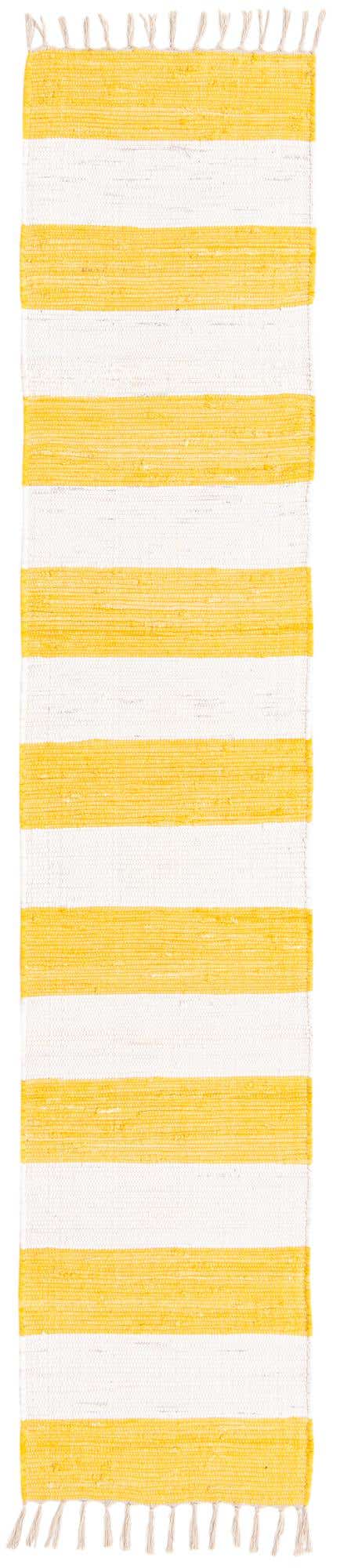 Yellow and Ivory 2' 2 x 10' Chindi Rag Runner Area Rug 100% Cotton All Natural Eco-Friendly Carpet Mat Decor for Homes for Sale at Rug Engine