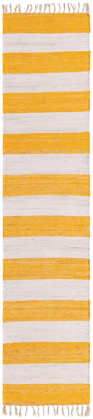 Yellow and Ivory 2' 7 x 12' Chindi Rag Runner Area Rug 100% Cotton All Natural Eco-Friendly Carpet Mat Decor for Homes for Sale at Rug Engine