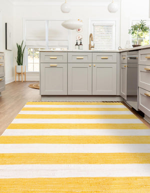 Yellow and Ivory 5' 1 x 8' Chindi Rag Rectangle Area Rug 100% Cotton All Natural Eco-Friendly Carpet Mat Decor for Homes for Sale at Rug Engine