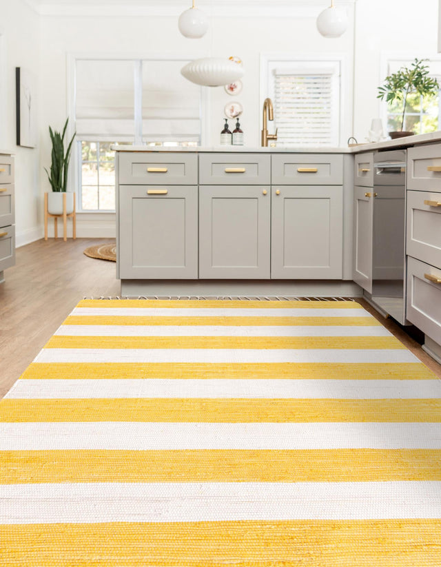 Yellow and Ivory 2' 2 x 3' 1 Chindi Rag Rectangle Area Rug 100% Cotton All Natural Eco-Friendly Carpet Mat Decor for Homes for Sale at Rug Engine