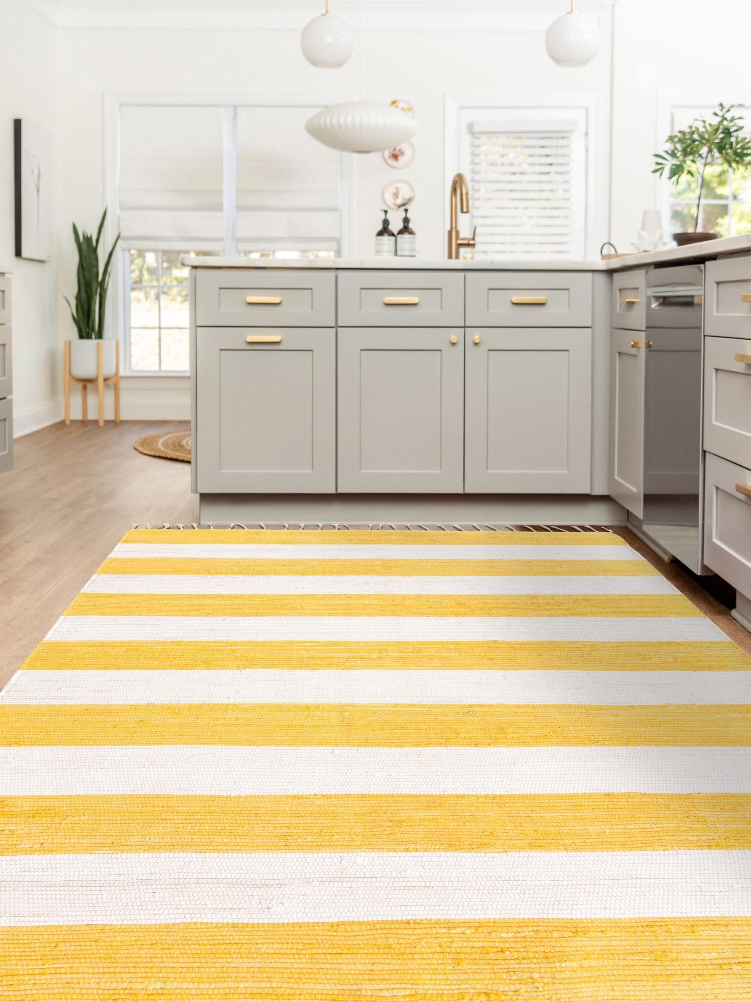 Yellow and Ivory 7' 10 x 10' Chindi Rag Rectangle Area Rug 100% Cotton All Natural Eco-Friendly Carpet Mat Decor for Homes for Sale at Rug Engine