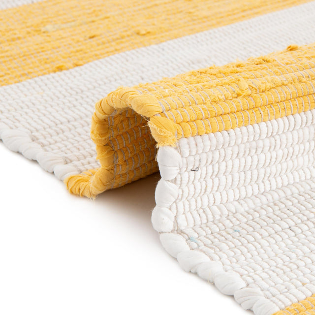 Yellow and Ivory 5' 1 x 5' 1 Chindi Rag Square Area Rug 100% Cotton All Natural Eco-Friendly Carpet Mat Decor for Homes for Sale at Rug Engine