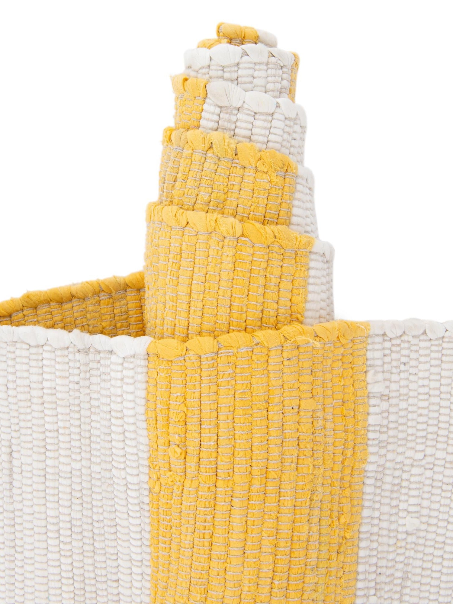 Yellow and Ivory 7' 10 x 7' 10 Chindi Rag Square Area Rug 100% Cotton All Natural Eco-Friendly Carpet Mat Decor for Homes for Sale at Rug Engine