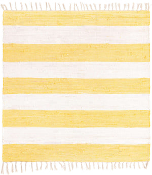Yellow and Ivory 5' 1 x 5' 1 Chindi Rag Square Area Rug 100% Cotton All Natural Eco-Friendly Carpet Mat Decor for Homes for Sale at Rug Engine