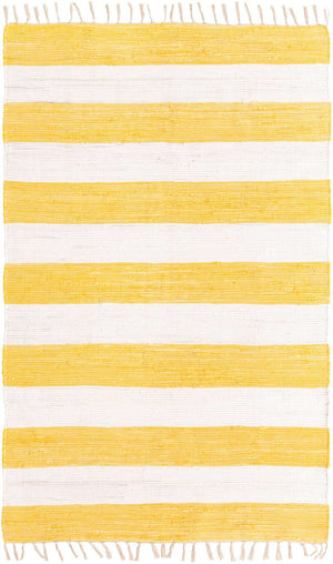 Yellow and Ivory 5' 1 x 8' Chindi Rag Rectangle Area Rug 100% Cotton All Natural Eco-Friendly Carpet Mat Decor for Homes for Sale at Rug Engine