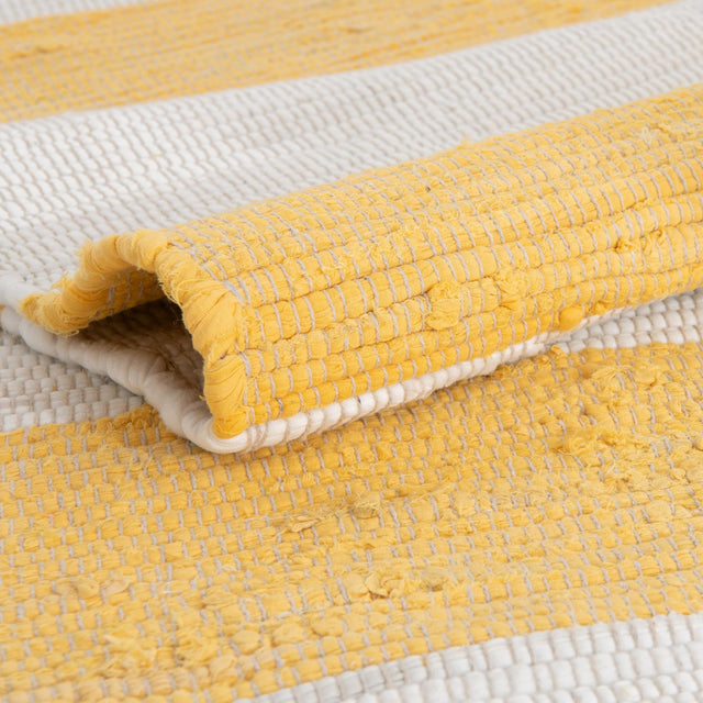 Yellow and Ivory 2' 7 x 12' Chindi Rag Runner Area Rug 100% Cotton All Natural Eco-Friendly Carpet Mat Decor for Homes for Sale at Rug Engine