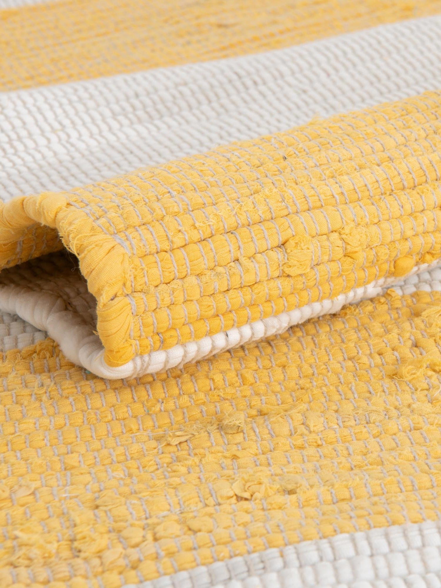 Yellow and Ivory 2' 2 x 10' Chindi Rag Runner Area Rug 100% Cotton All Natural Eco-Friendly Carpet Mat Decor for Homes for Sale at Rug Engine