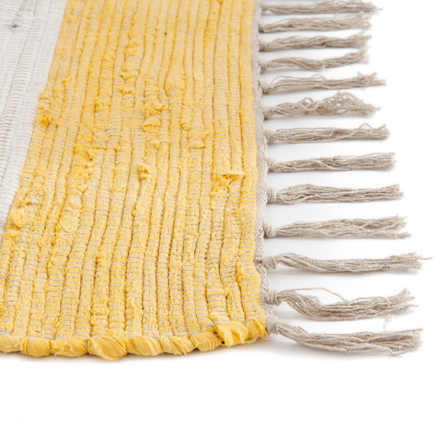 Yellow and Ivory 2' 7 x 12' Chindi Rag Runner Area Rug 100% Cotton All Natural Eco-Friendly Carpet Mat Decor for Homes for Sale at Rug Engine