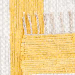 Yellow and Ivory 2' 2 x 10' Chindi Rag Runner Area Rug 100% Cotton All Natural Eco-Friendly Carpet Mat Decor for Homes for Sale at Rug Engine