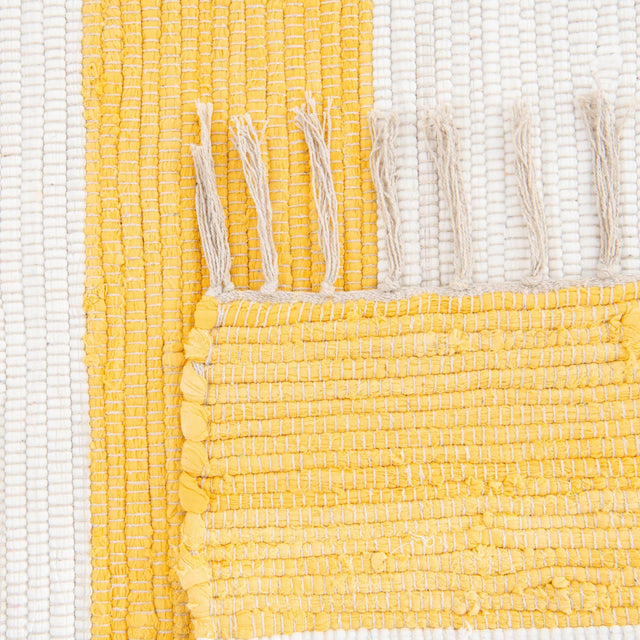 Yellow and Ivory 2' 7 x 12' Chindi Rag Runner Area Rug 100% Cotton All Natural Eco-Friendly Carpet Mat Decor for Homes for Sale at Rug Engine
