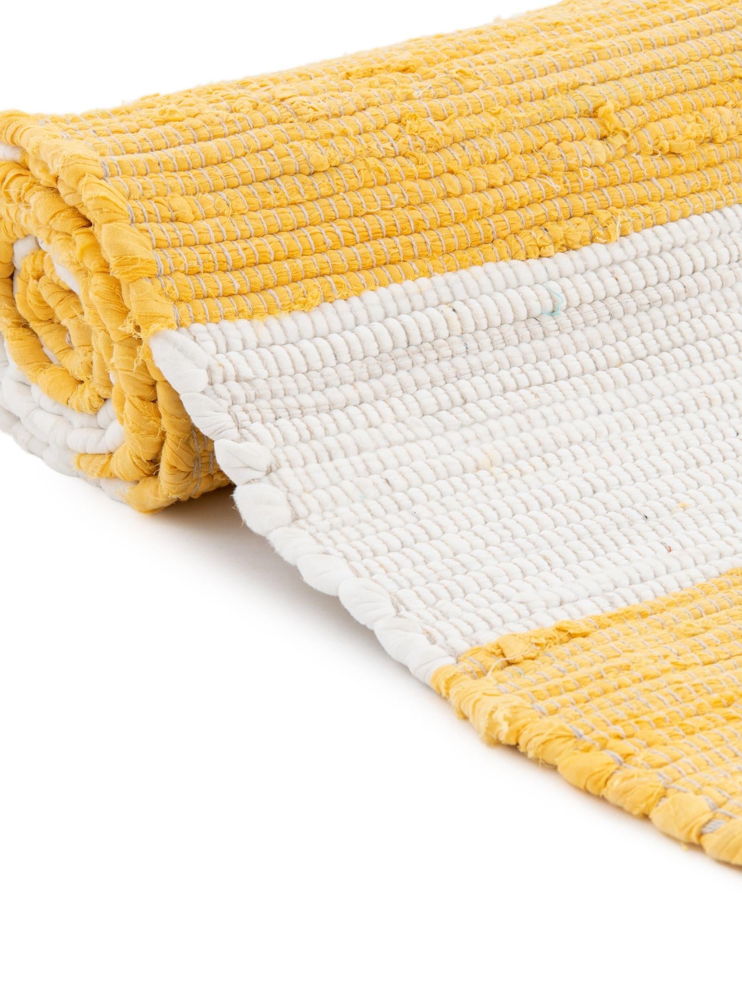 Yellow and Ivory 2' 2 x 10' Chindi Rag Runner Area Rug 100% Cotton All Natural Eco-Friendly Carpet Mat Decor for Homes for Sale at Rug Engine