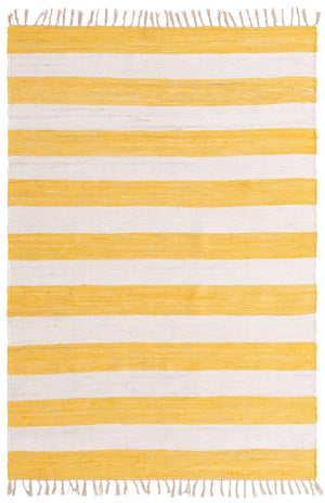 Yellow and Ivory 6' 1 x 9' Chindi Rag Rectangle Area Rug 100% Cotton All Natural Eco-Friendly Carpet Mat Decor for Homes for Sale at Rug Engine
