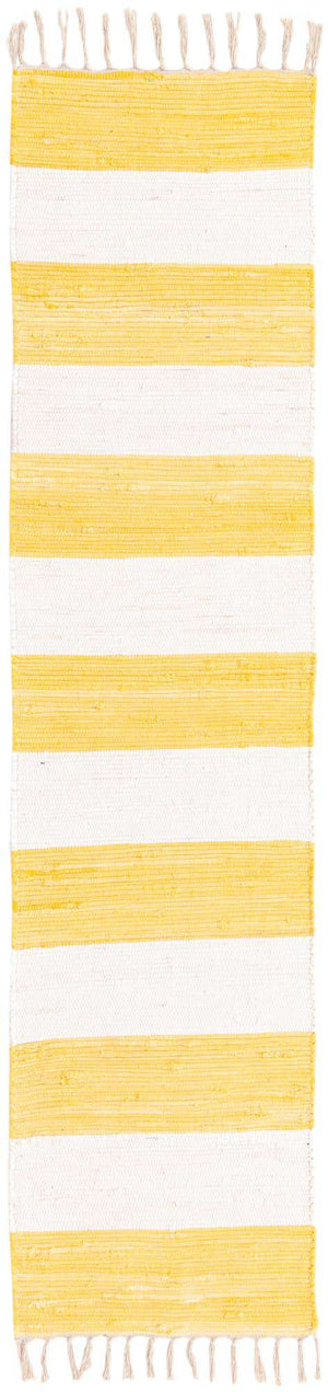 Yellow and Ivory 2' 2 x 8' Chindi Rag Runner Area Rug 100% Cotton All Natural Eco-Friendly Carpet Mat Decor for Homes for Sale at Rug Engine