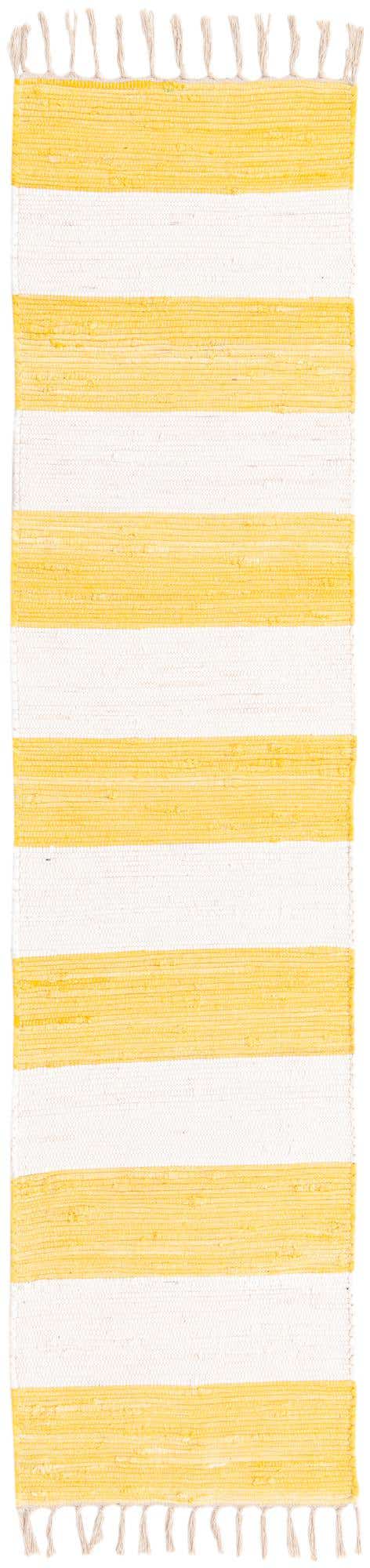 Yellow and Ivory 2' 2 x 8' Chindi Rag Runner Area Rug 100% Cotton All Natural Eco-Friendly Carpet Mat Decor for Homes for Sale at Rug Engine