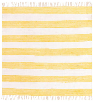 Yellow and Ivory 7' 10 x 7' 10 Chindi Rag Square Area Rug 100% Cotton All Natural Eco-Friendly Carpet Mat Decor for Homes for Sale at Rug Engine