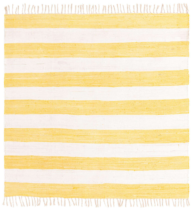 Yellow and Ivory 7' 10 x 7' 10 Chindi Rag Square Area Rug 100% Cotton All Natural Eco-Friendly Carpet Mat Decor for Homes for Sale at Rug Engine