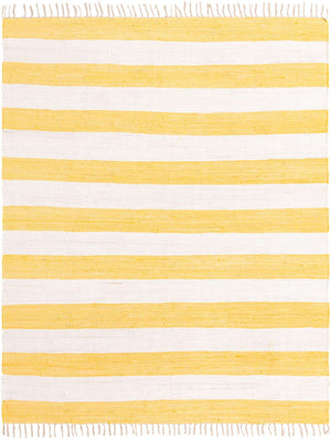 Yellow and Ivory 7' 10 x 10' Chindi Rag Rectangle Area Rug 100% Cotton All Natural Eco-Friendly Carpet Mat Decor for Homes for Sale at Rug Engine