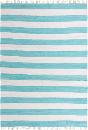 Turquoise and Ivory 10' x 14' 1 Chindi Rag Rectangle Area Rug 100% Cotton All Natural Eco-Friendly Carpet Mat Decor for Homes for Sale at Rug Engine