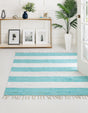 Turquoise and Ivory 7' 10 x 7' 10 Chindi Rag Square Area Rug 100% Cotton All Natural Eco-Friendly Carpet Mat Decor for Homes for Sale at Rug Engine