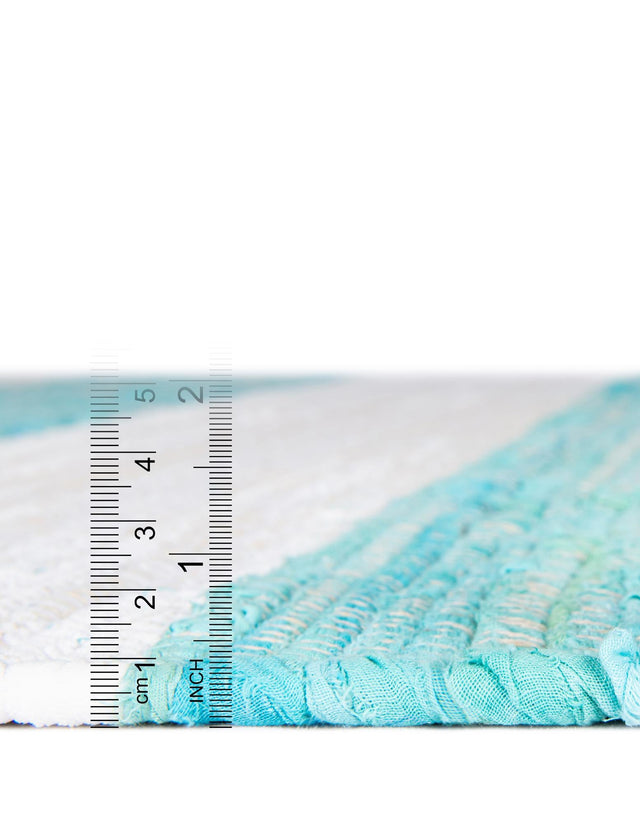 Turquoise and Ivory 7' 10 x 7' 10 Chindi Rag Square Area Rug 100% Cotton All Natural Eco-Friendly Carpet Mat Decor for Homes for Sale at Rug Engine