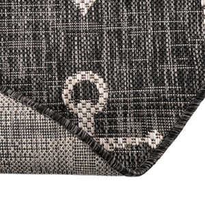 Charcoal 2' 2 x 4' Outdoor Coastal Semicircle Hearth Rug