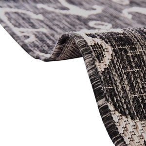 Charcoal 2' 2 x 4' Outdoor Coastal Semicircle Hearth Rug