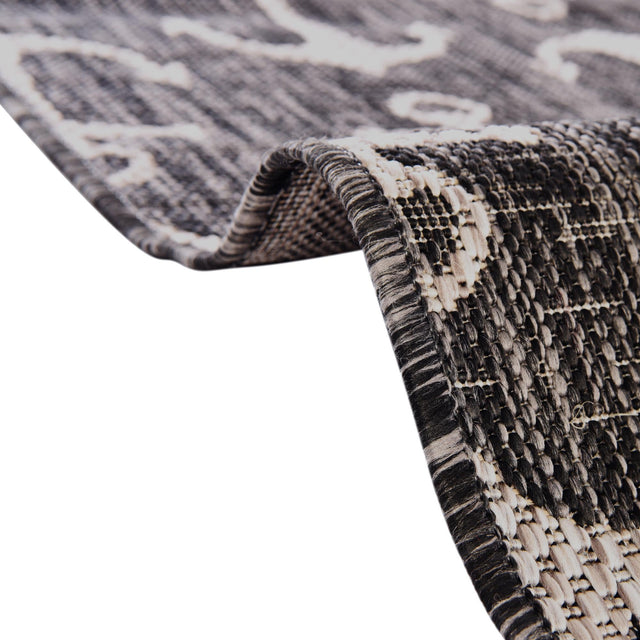 Charcoal 2' 2 x 4' Outdoor Coastal Semicircle Hearth Rug