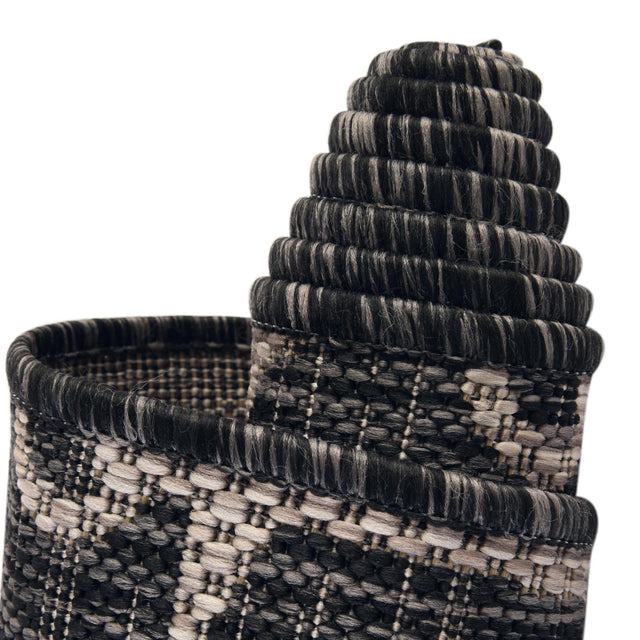 Charcoal 2' 2 x 4' Outdoor Coastal Semicircle Hearth Rug