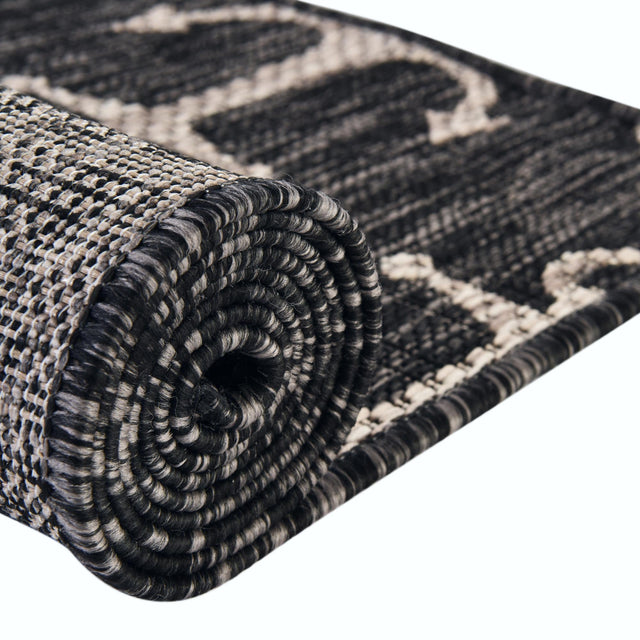 Charcoal 3' 1 x 6' 1 Outdoor Coastal Semicircle Hearth Rug