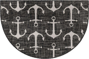 Charcoal 3' x 4' 1 Outdoor Coastal Semicircle Hearth Rug